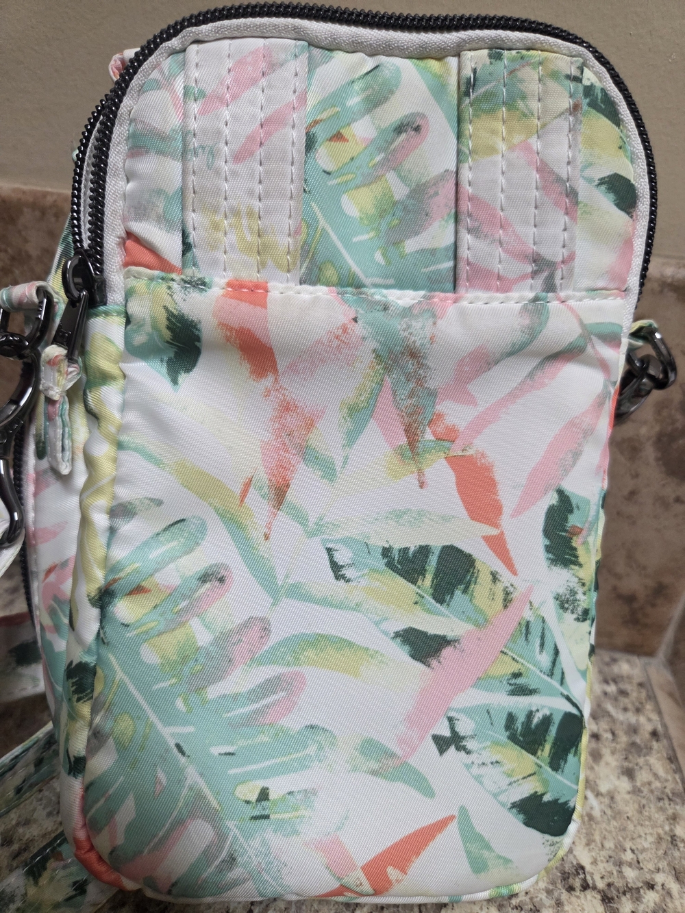 LUG Quilted Tropical Leaf Crossbody in White, Green, Pink SKEETER MINI - Picture 4 of 5